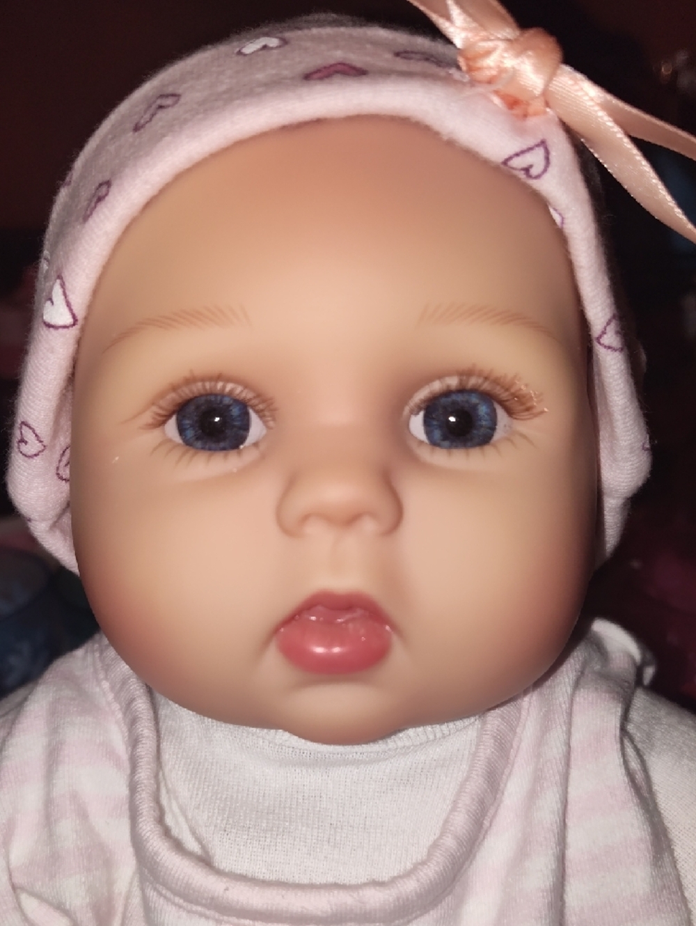 Reborn Pink and Cream Baby Doll with Heart-Print Hat - Picture 3 of 16